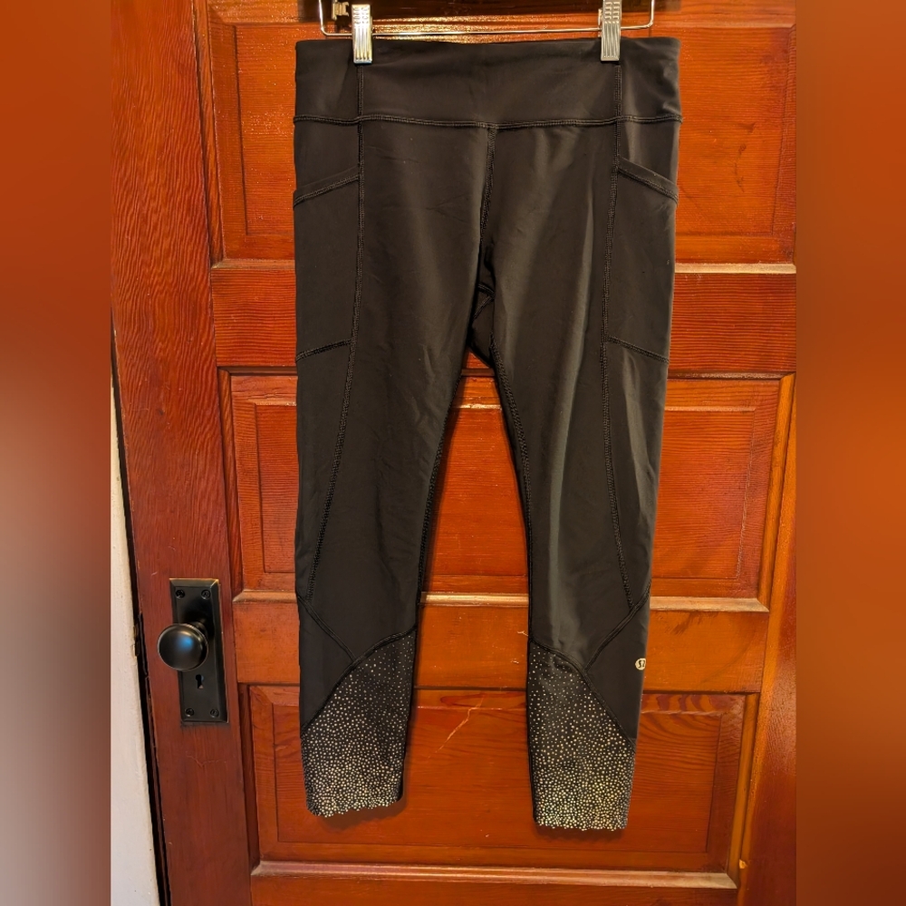 Lululemon Black Leggings with Silver Accents